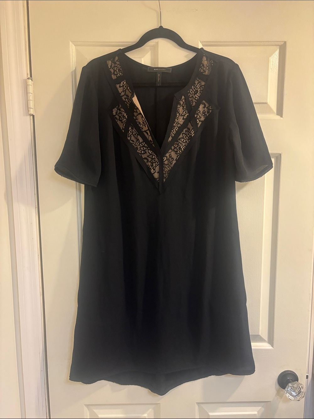 BCBGMaxAzria Black Maxi Dress with Lace Insets